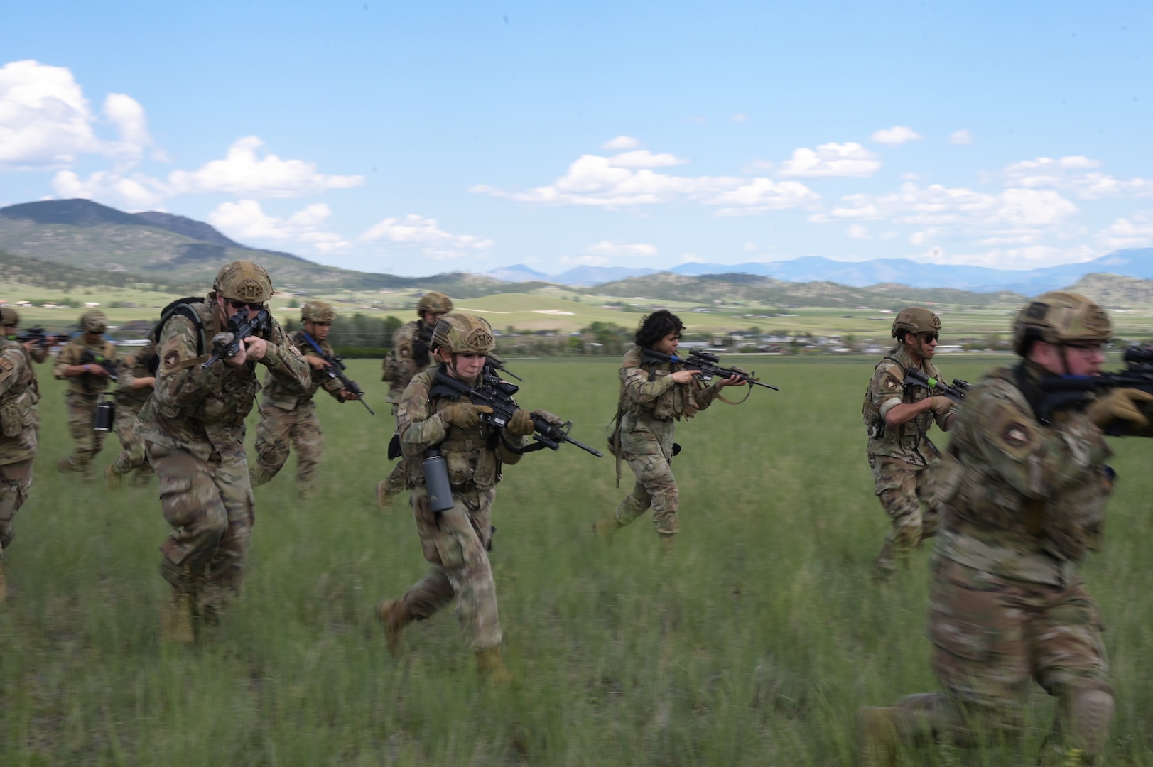 Airmen with the 841st Missile Security Forces Squadron conduct a team movement exercise during Operation Avalanche Defender at Fort William Henry Harrison, Mont., May 30, 2023. The four-day operation practiced pressing the offense against an enemy force, a critical skillset to fight in the future to deter and stop aggression by peer adversaries.