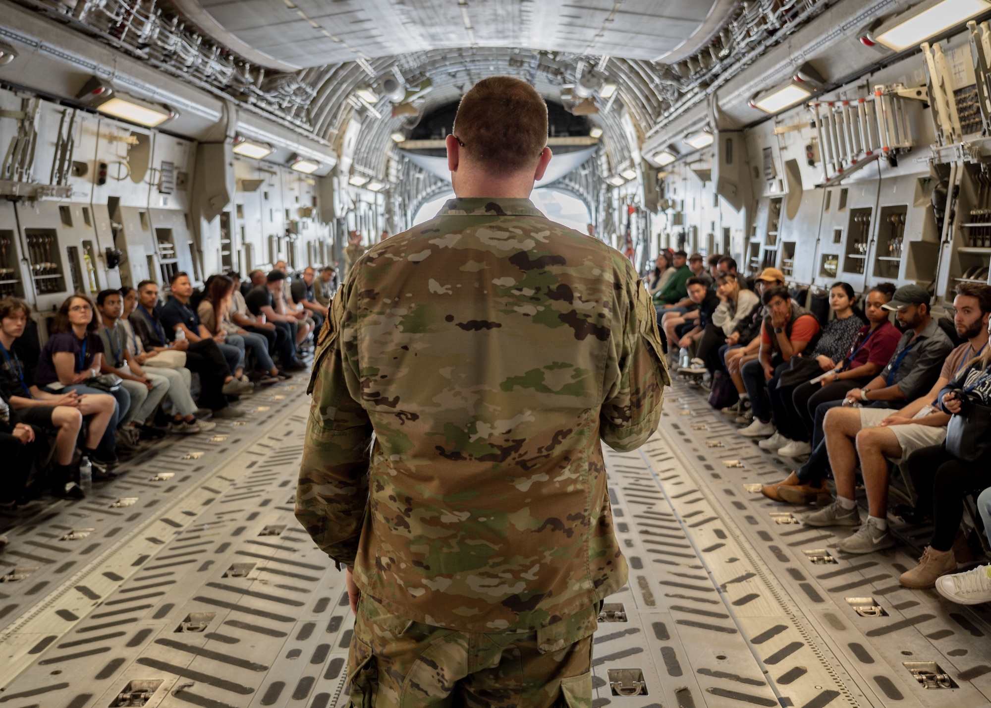 The 349th Maintenance Squadron at Travis AFB, hosted a day- long open house during the June 4th, 2023, unit training assembly to bolster up qualified new recruits interested in aircraft maintenance, welding, and other mechanical career fields. The tour covered many areas of the base, flight line, welding shop areas and a presentation was given to the guests about the Air Force Reserve and what it means to serve. (U.S. Air Force photo by MSgt. Jose Aquilizan)