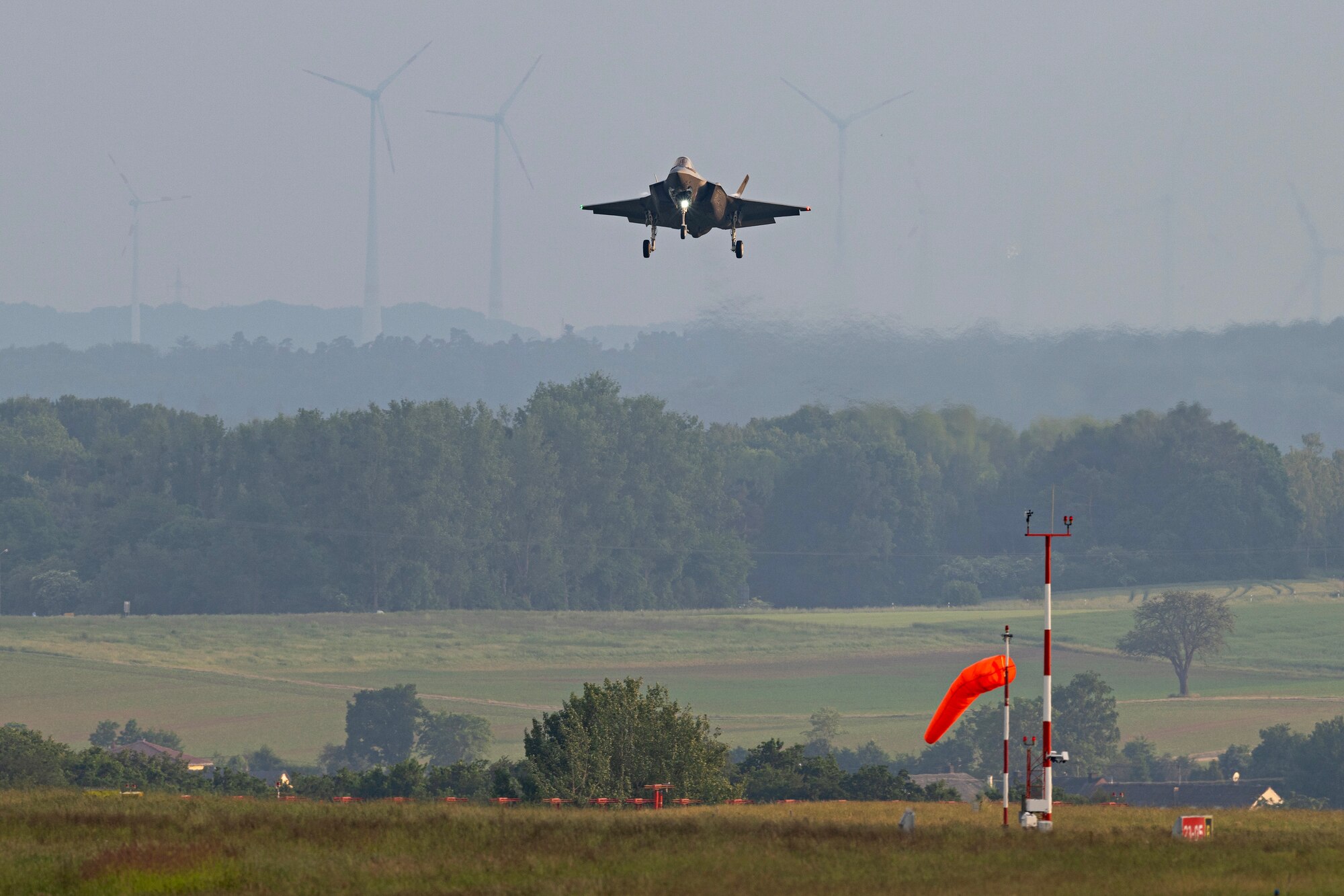 U.S. Air Force F-35A Lightning II aircraft arrive at Spangdahlem Air Base, Germany.