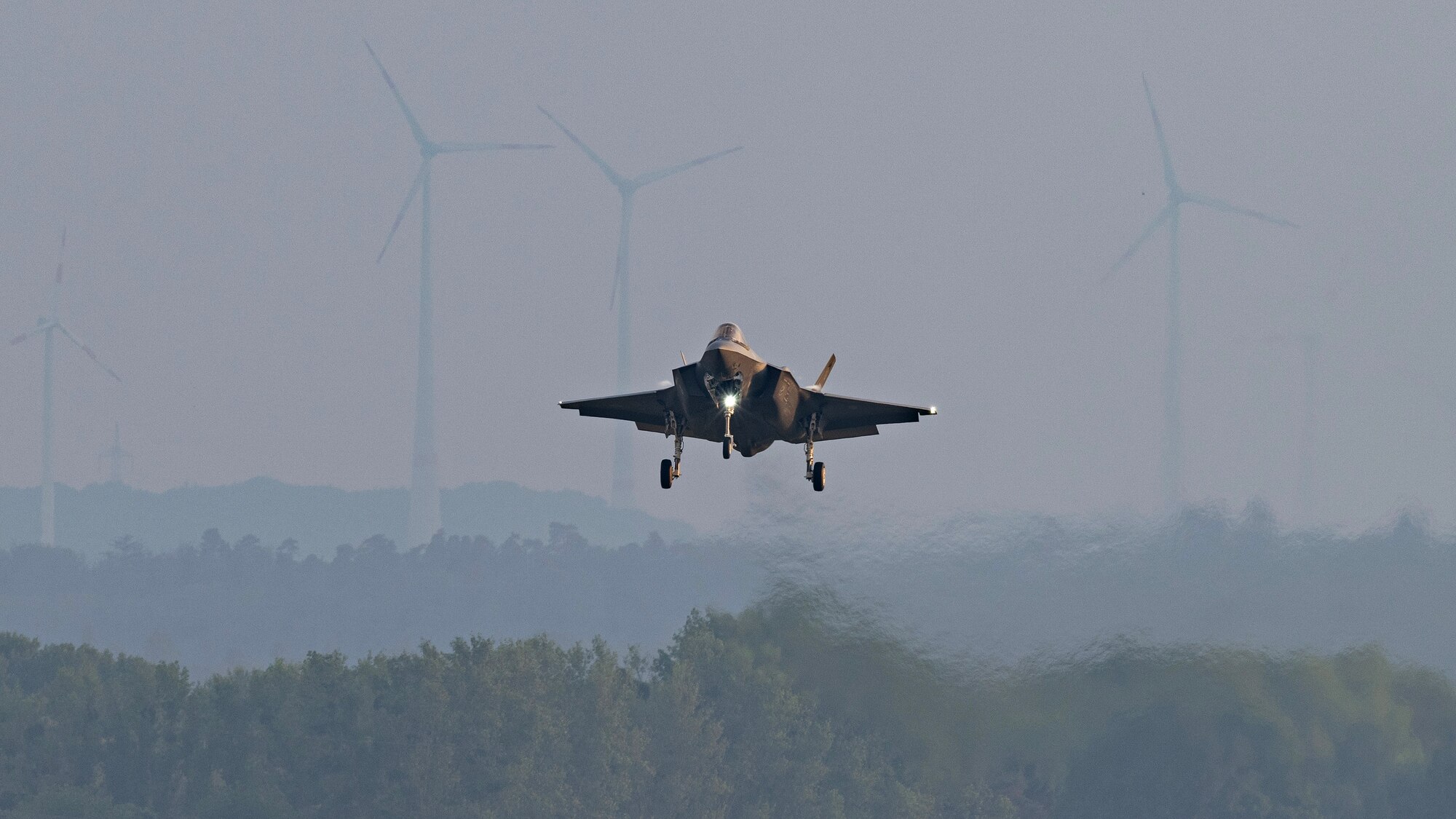 U.S. Air Force F-35A Lightning II aircraft arrive at Spangdahlem Air Base, Germany.