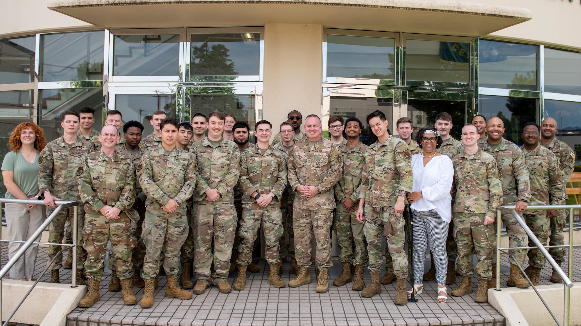 A class a military students crowd together