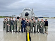 Vice Adm. Thomas Ishee, commander, U.S. Sixth Fleet and commander, Naval Striking and Support Forces NATO (STRIKFORNATO), center, stands with servicemembers supporting exercise Formidable Shield 2023 while observing the exercise, May 20, 2023. Formidable Shield is a biennial exercise involving a series of live-fire events against subsonic, supersonic, and ballistic targets, incorporating multiple Allied ships, aircraft, and ground forces working across battle spaces to deliver effects.