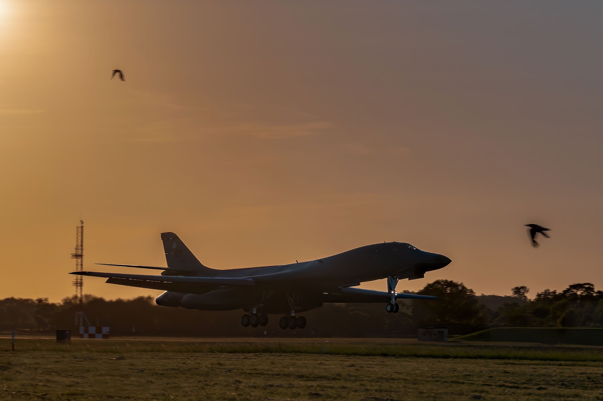 A B-1B Lancers lands at Royal Air Force Fairford, United Kingdom, June 8, 2023.