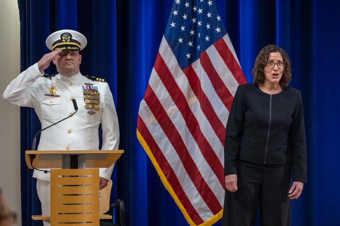 Naval Surface Warfare Center, Carderock Division holds a change of command on May 12, 2023, in Bethesda, Md., where Capt. Matthew Tardy relieved Capt. Todd E. Hutchison as commanding officer after three years of service to Carderock. (U.S. Navy photo by Aaron Thomas)