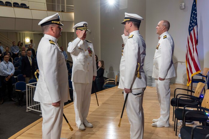 Naval Surface Warfare Center, Carderock Division holds a change of command on May 12, 2023, in Bethesda, Md., where Capt. Matthew Tardy relieved Capt. Todd E. Hutchison as commanding officer after three years of service to Carderock. (U.S. Navy photo by Devin Pisner)