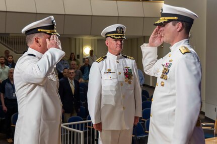 Naval Surface Warfare Center, Carderock Division holds a change of command on May 12, 2023, in Bethesda, Md., where Capt. Matthew Tardy relieved Capt. Todd E. Hutchison as commanding officer after three years of service to Carderock. (U.S. Navy photo by Devin Pisner)