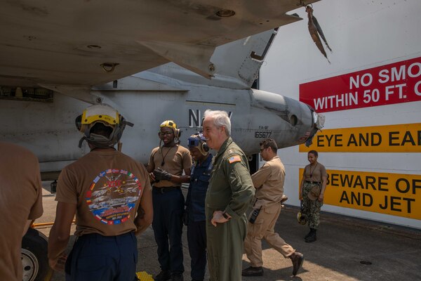 Adm. Meier speaks with Sailors