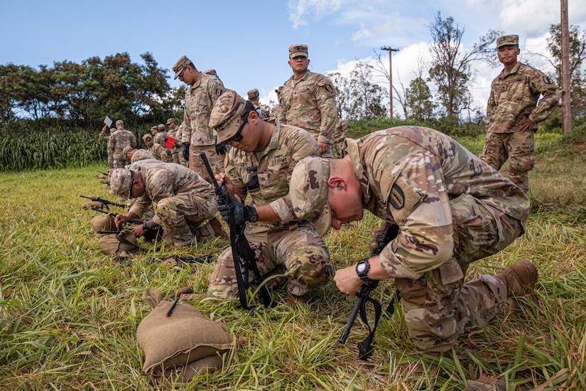 U.S. Army Soldiers conduct M4 Rifle qualification during the United States Army Pacific (USARPAC) Best Squad Competition 2023, at Lightning Academy, Hawaii, June 5, 2023.