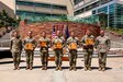 Gen. Charles Flynn, U.S. Army Pacific commanding general, and Command Sgt. Maj. Scott A. Brzak, U.S. Army Pacific senior enlisted advisor, presented awards to the 11th Airborne Division for winning the U.S. Army Pacific Best Squad competition held on Fort Shafter, Hawaii, June 8, 2023.