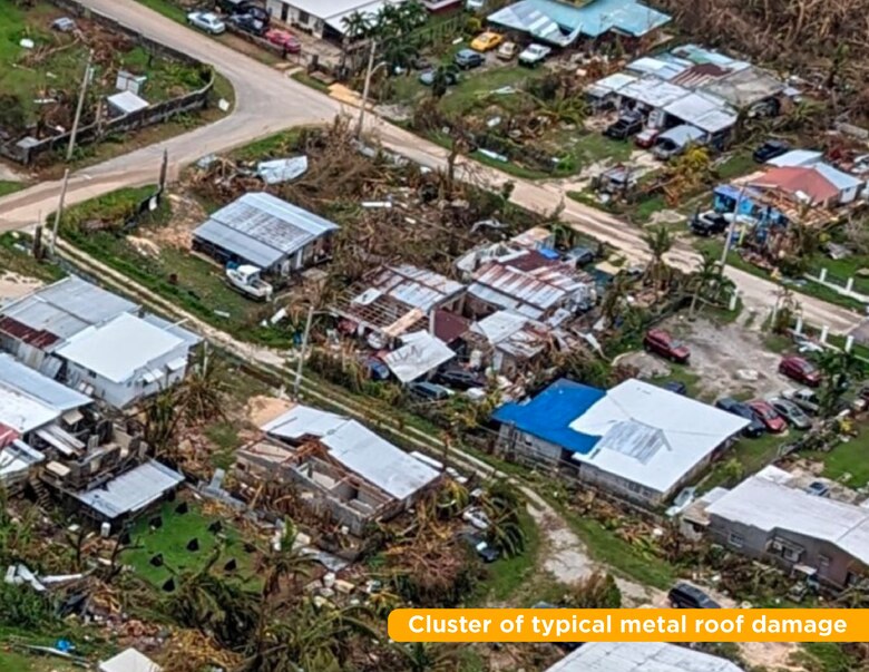 A photo of devastation caused by Typhoon Mawar in Guam