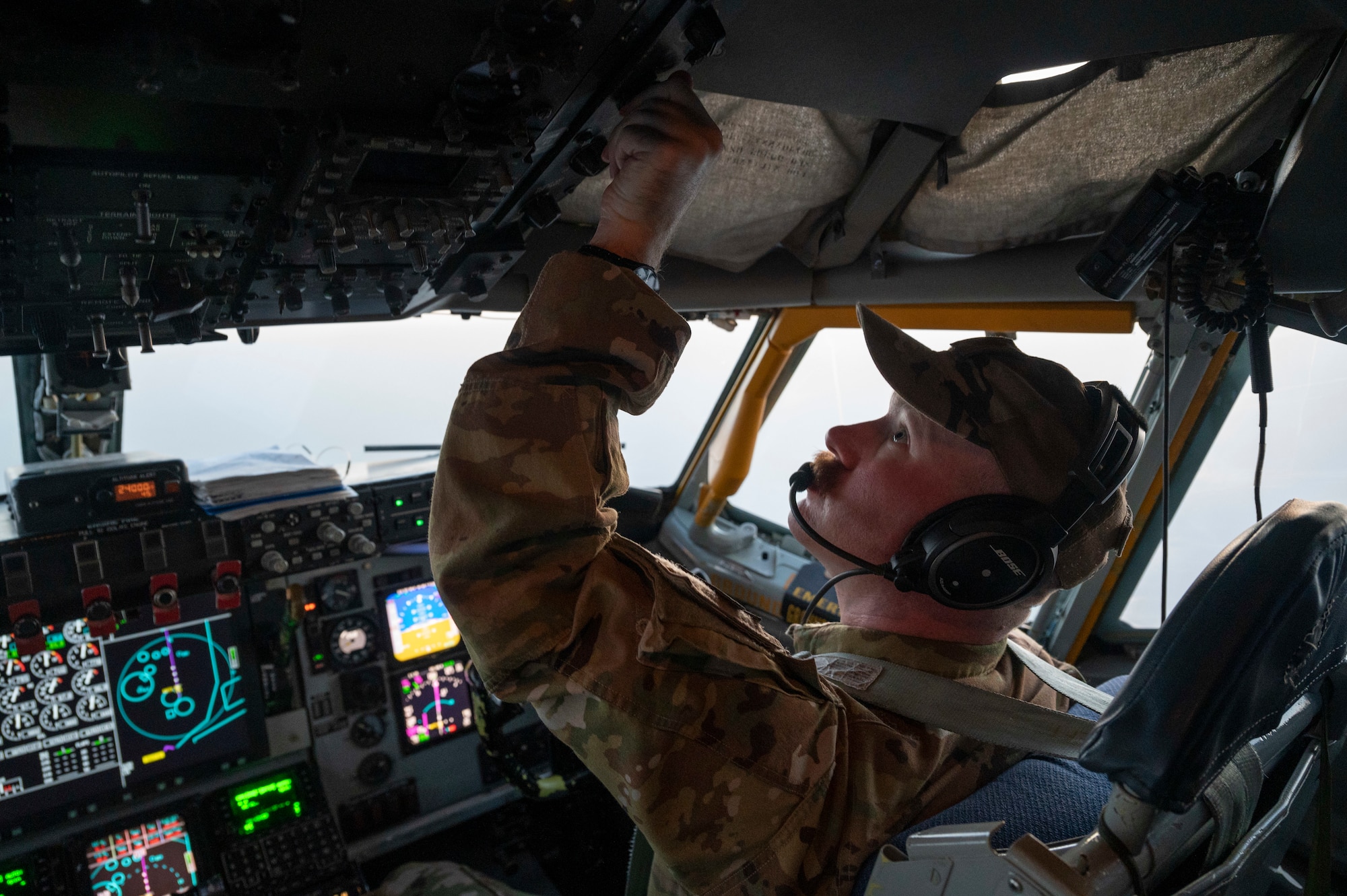Photo of a pilot flying an aircraft