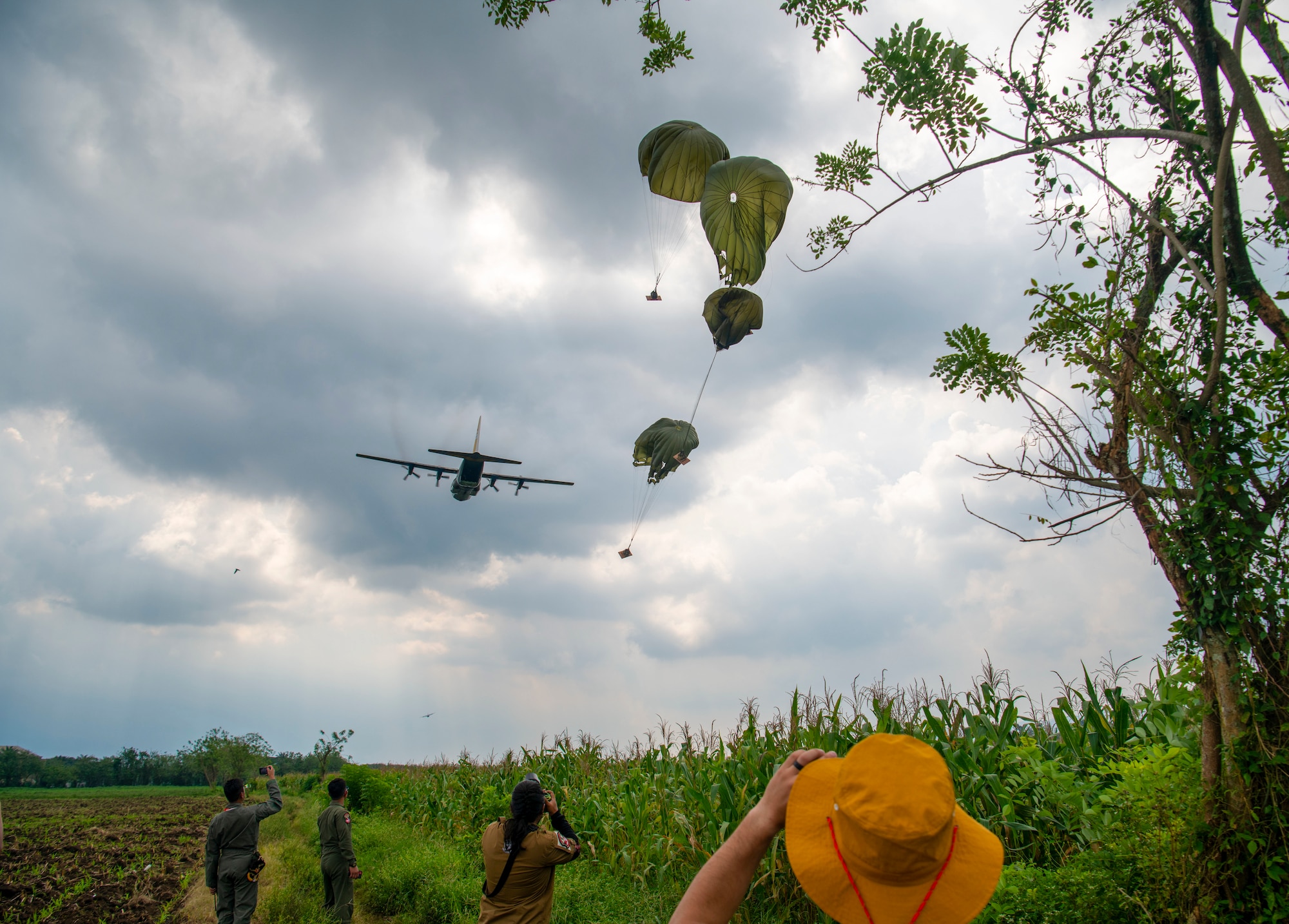 Photo of a C-130J flying over Indonesia