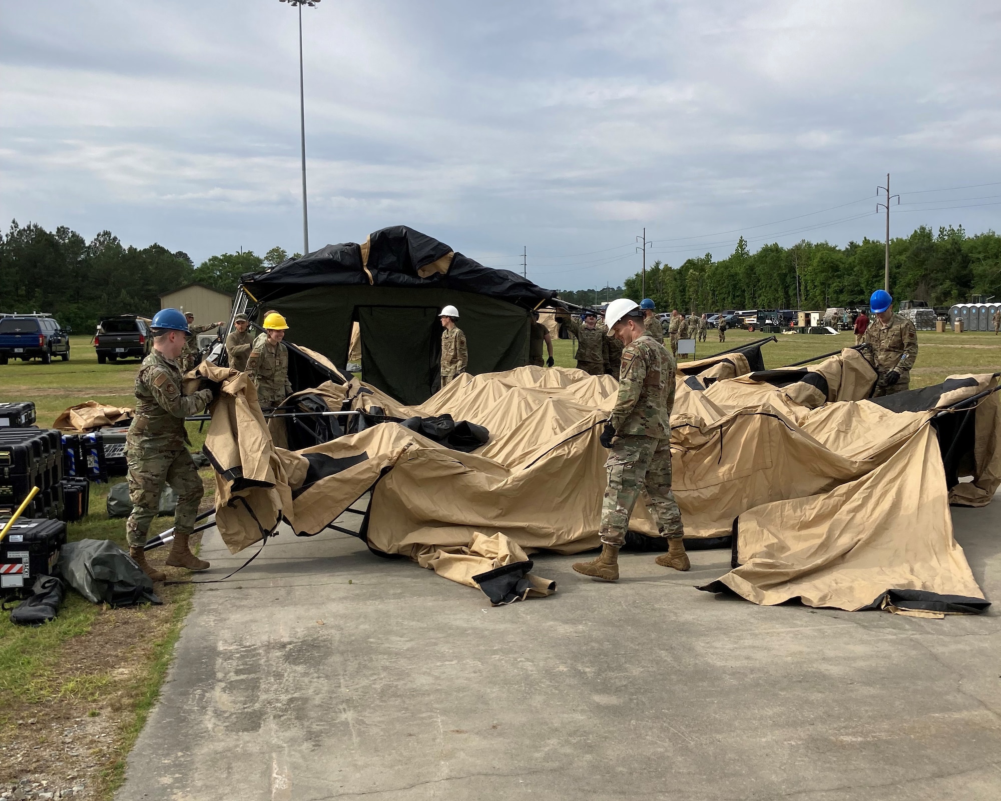 Airmen from the 271st Combat Communications Squadron participate in expeditionary combat communications training at Robins Air Force Base, Georgia, April 22 to May 6, 2023.