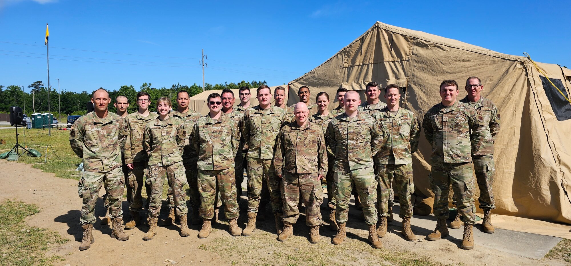 Airmen from the 271st Combat Communications Squadron participate in expeditionary combat communications training at Robins Air Force Base, Georgia, April 22 to May 6, 2023.