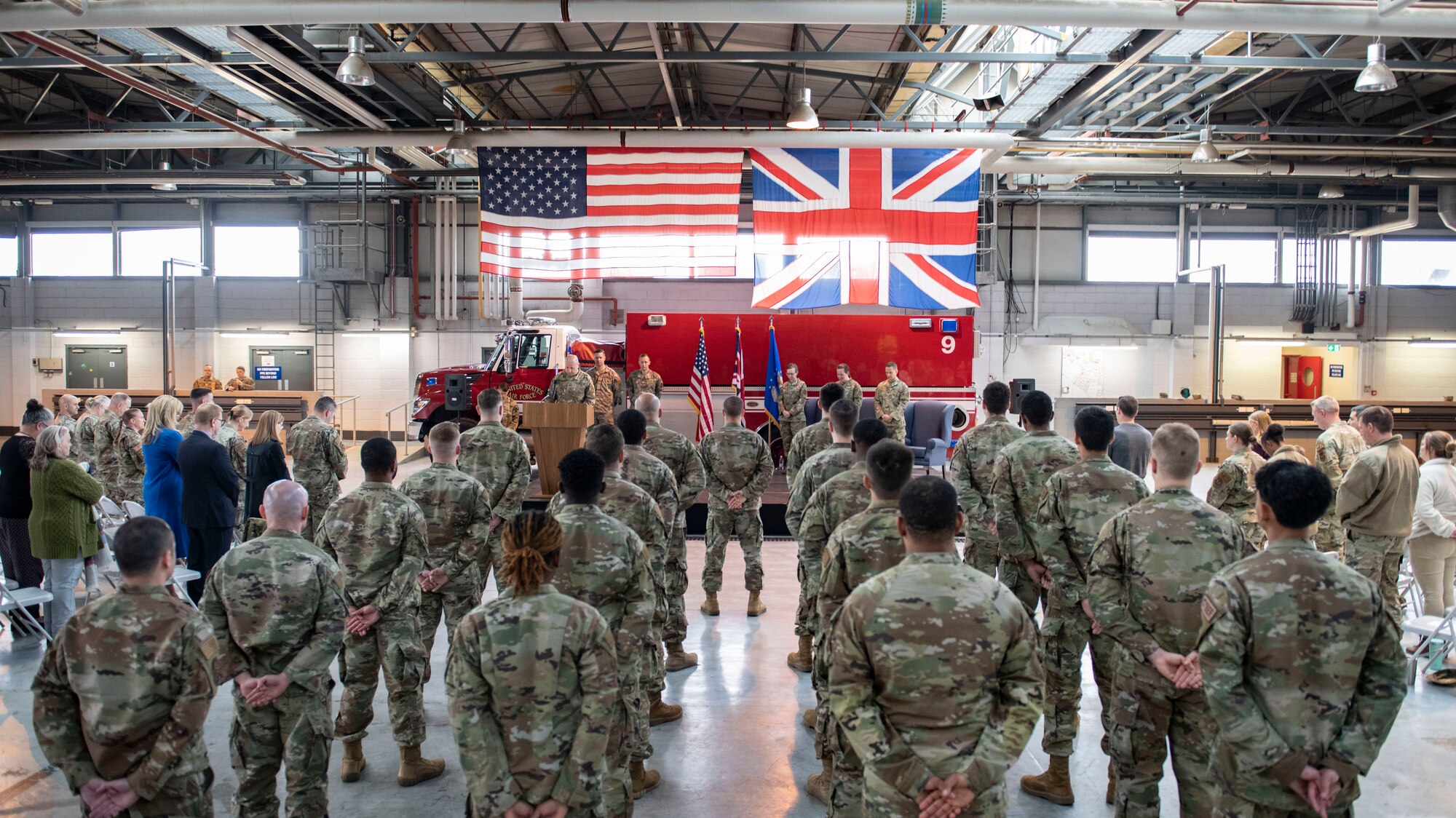 Members of the 501st Combat Support Wing gather at RAF Alconbury