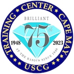Official logo of the 75th anniversary of the USCG training center, Cape May.