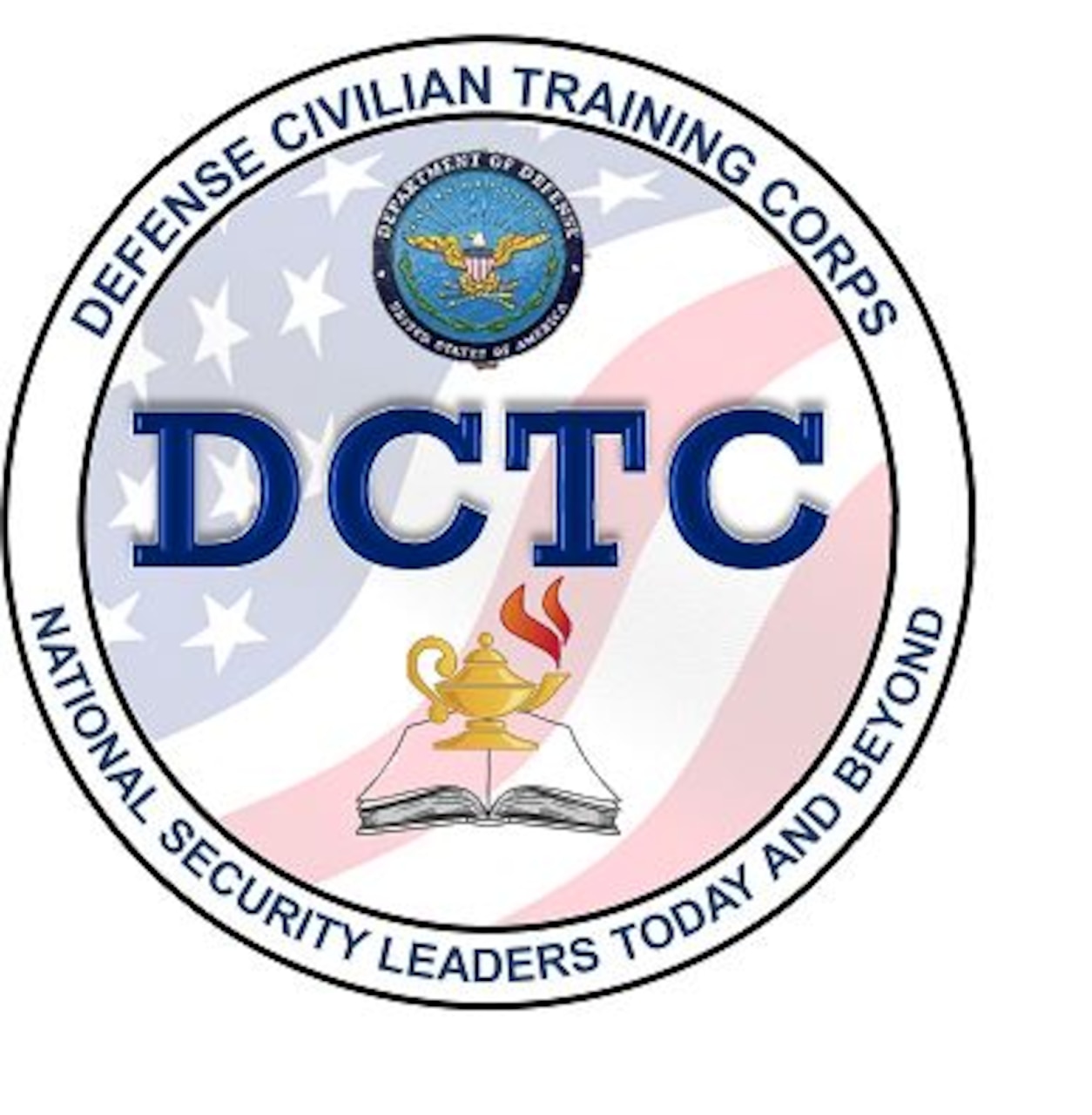 A circular logo with blue letters “DCTC”, representing the Defense Civilian Training Corps.