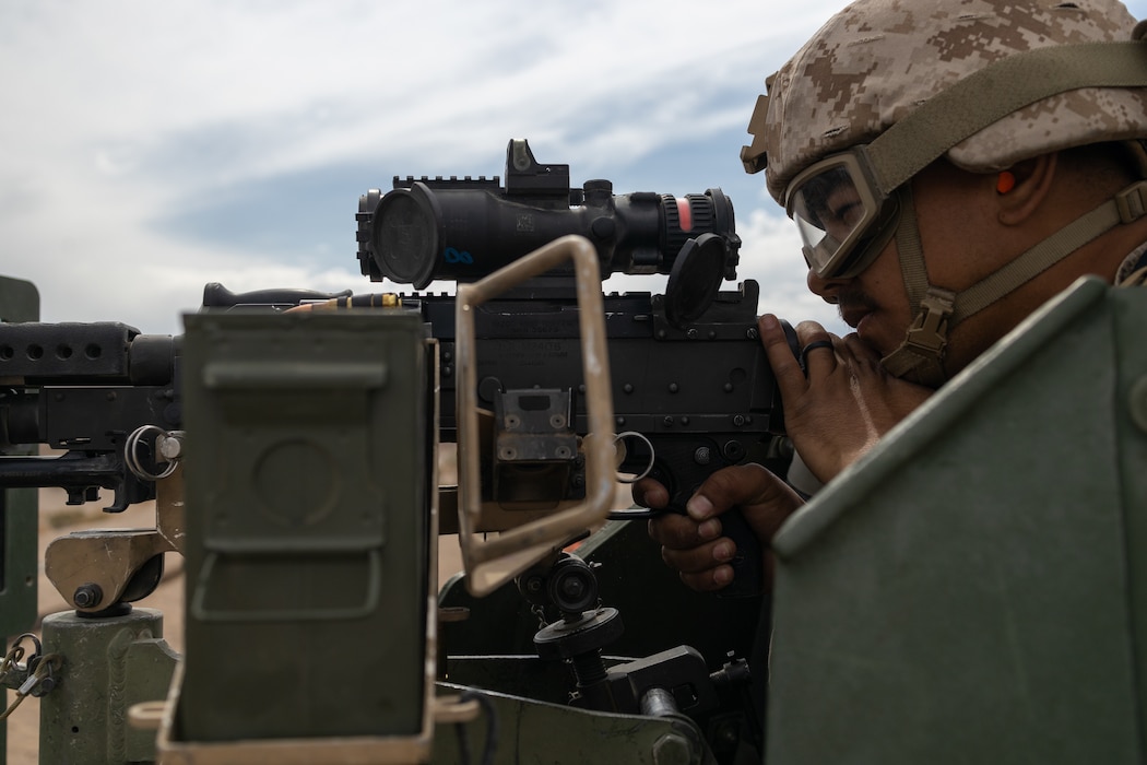 Marines with Truck Company, 23D Marine Regiment, 4th Marine Division, shoot M240B weapon systems on range 113