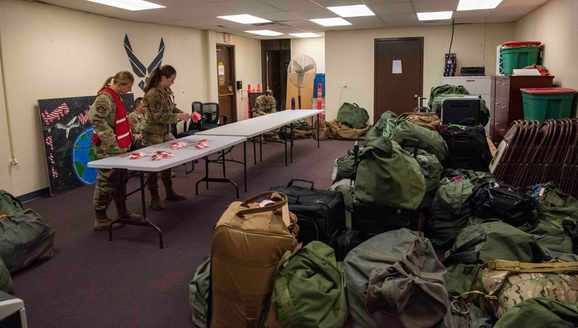 Mock deployment luggage.