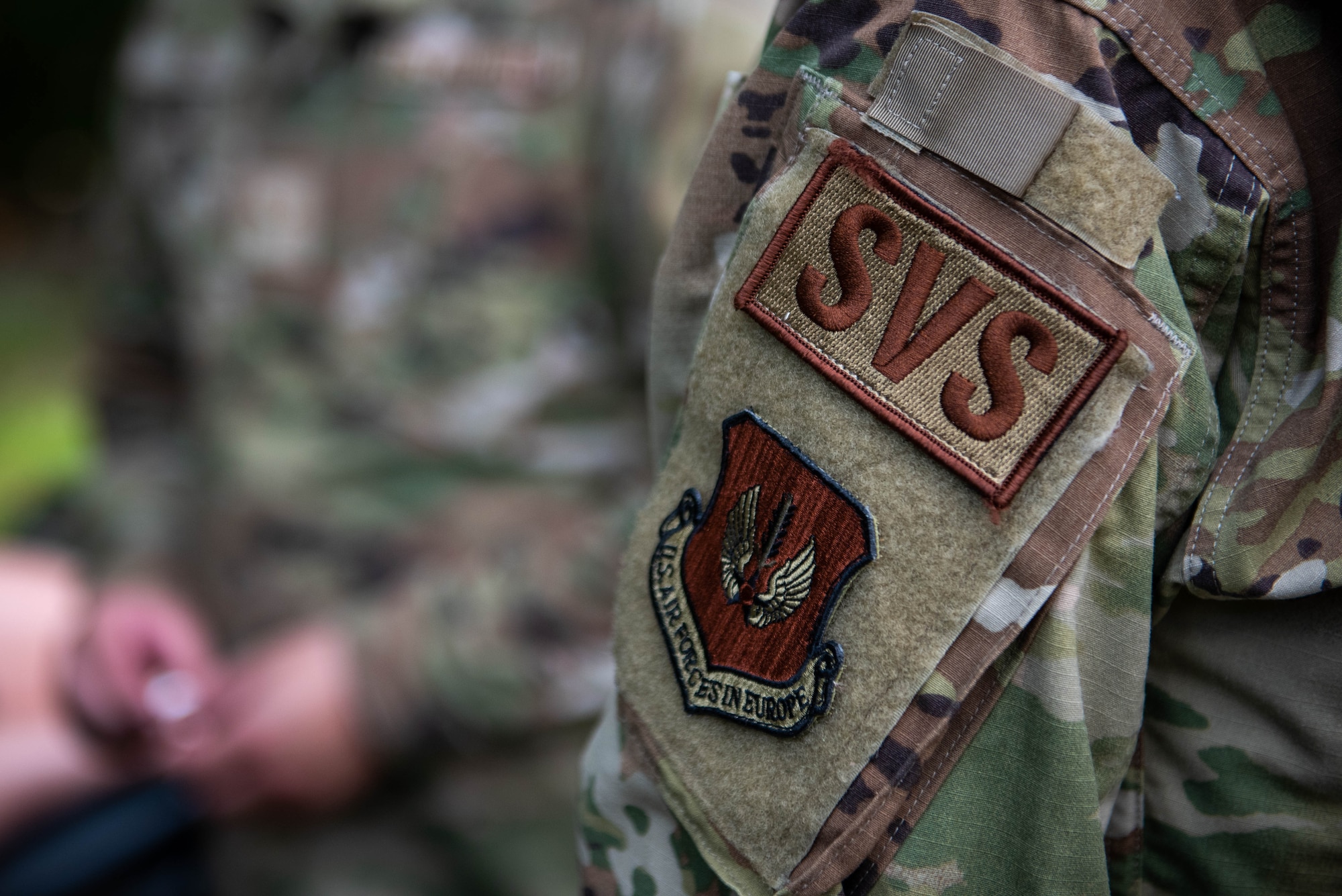 U.S. Air Force members from the 52nd and 786th Force Support Squadrons participate in a Search and recovery field exercise on Ramstein Air Base, Germany.