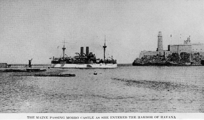 USS Maine enters Havana Harbor. Naval History and Heritage Command Photograph.