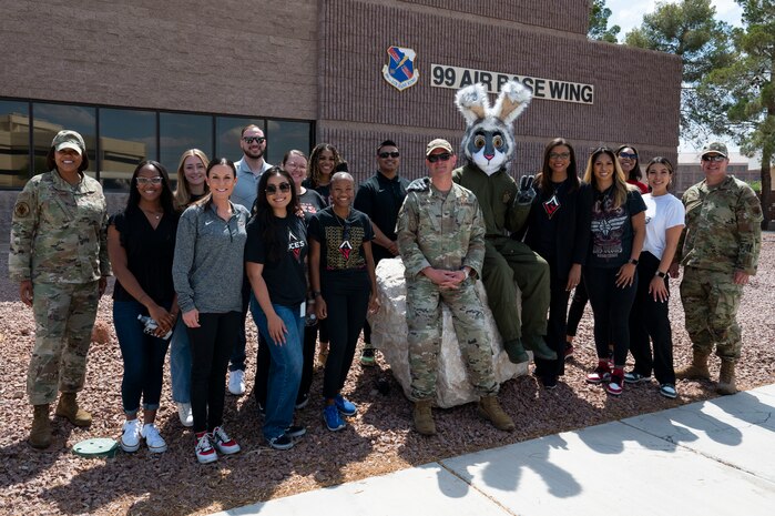 U.S Air Force Airmen and the Las Vegas Aces leadership tour Nellis Air Force Base, Nevada, June 9, 2023.
