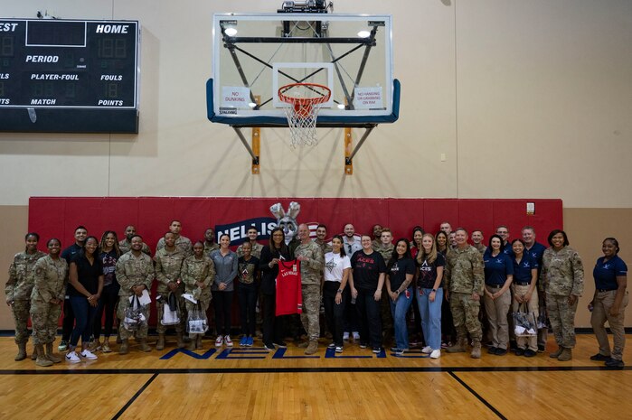 U.S. Air Force Airmen and Las Vegas Aces leadership connect over physical fitness at the Warrior Fitness Center, Nellis Air Force Base, Nevada, June 9, 3023.