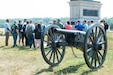 Soldiers with Headquarters and Headquarters Company, 166th Regiment Regional Training Institute listen to a historian from the U.S. Army Center of Military History during an educational visit to Gettysburg National Military Park in Gettysburg, June 10, 2023. (U.S. Army National Guard photo by 1st Lt. Lindsey Boughter)