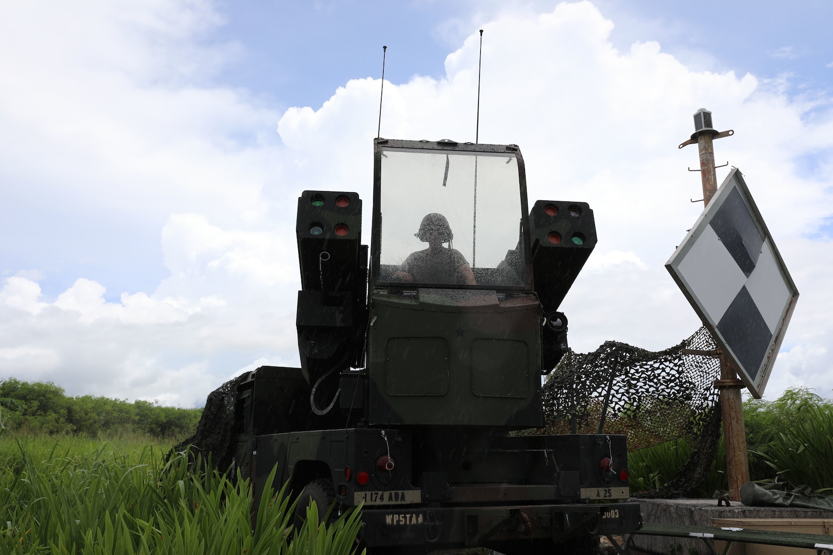 Ohio National Guard Pfc. Trey Risner, assigned to Charlie Battery, 1st Battalion, 174th Air Defense Artillery Regiment, prepares to operate the Avenger Air Defense System during exercise Forager 21 on July 30, 2021, in Tinian, Northern Mariana Islands. The self-propelled surface-to-air missile system provides mobile, short-range air defense protection for ground units.