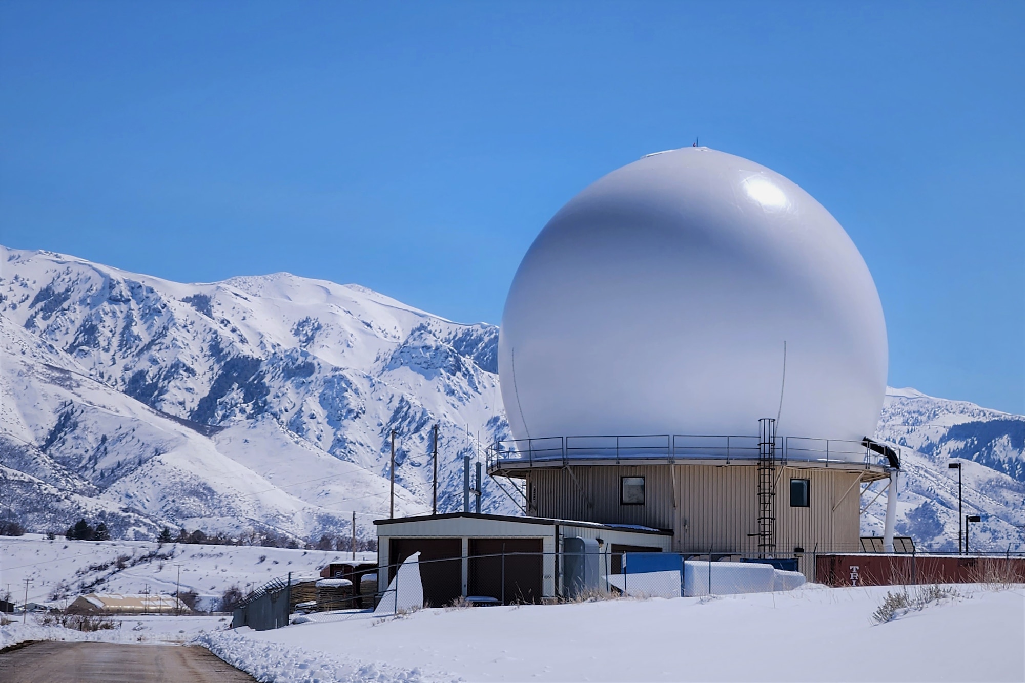 A radome structure in March 2023 at Hill Air Force Base, Utah, after a being retrofitted with new and advanced composite waterproof exterior panels. This radome structure is a test and engineering facility for the North American’s early warning radar defense system, known as the North Warning System. (Courtesy photo)