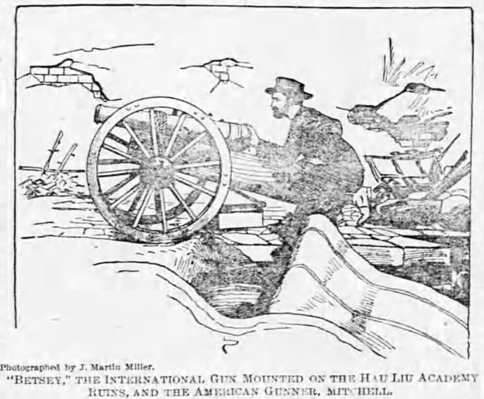 Illustration of Mitchell and the International Gun in the 18 October 1900 issue of the National Tribune.
