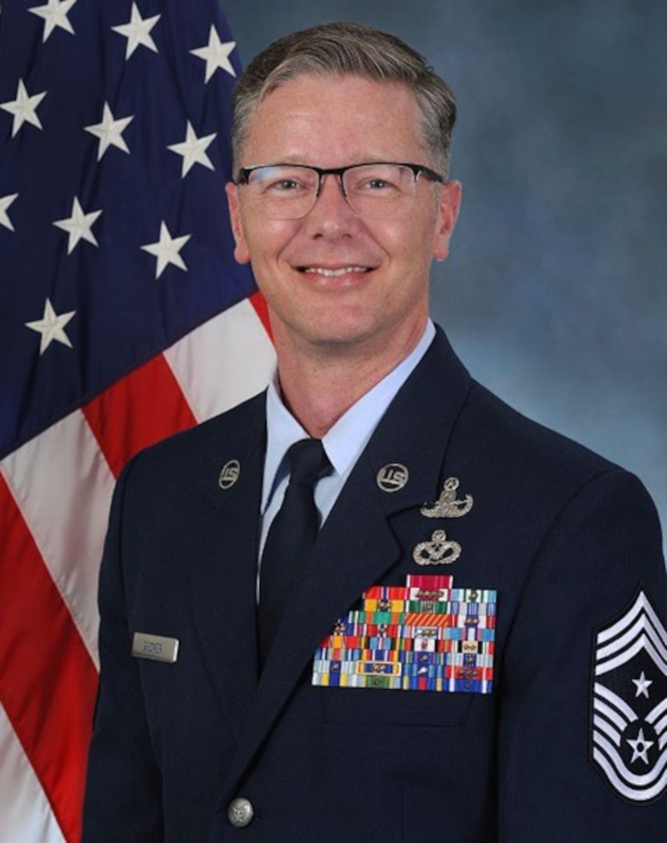 Official photo for Chief Master Sgt. Michael G. Becker, 355th Wing command chief.