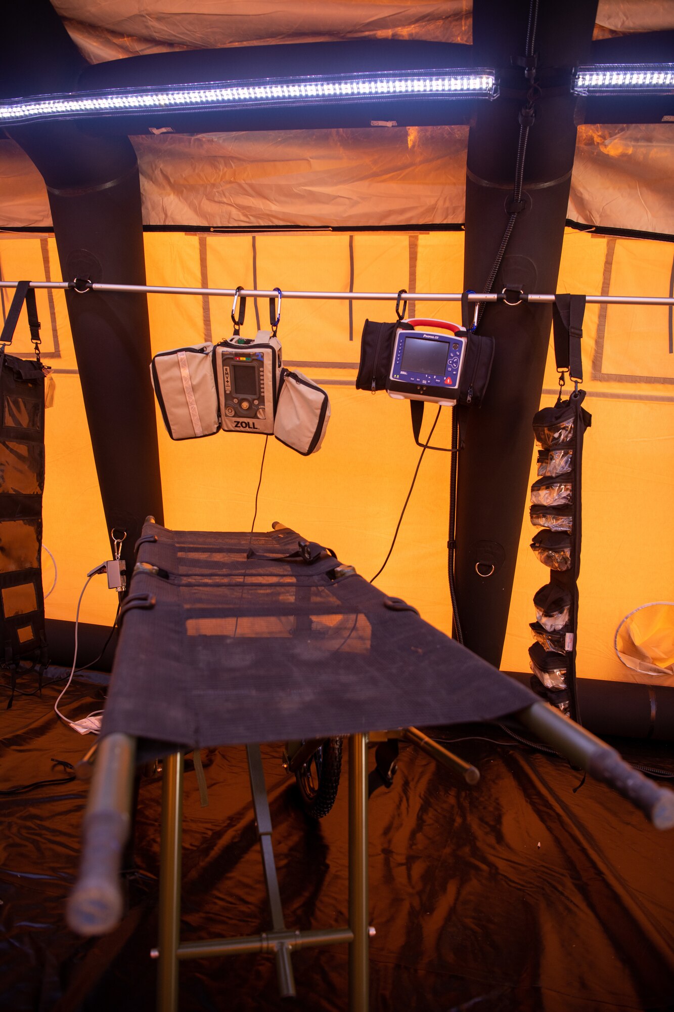 medical triage set up inside tent