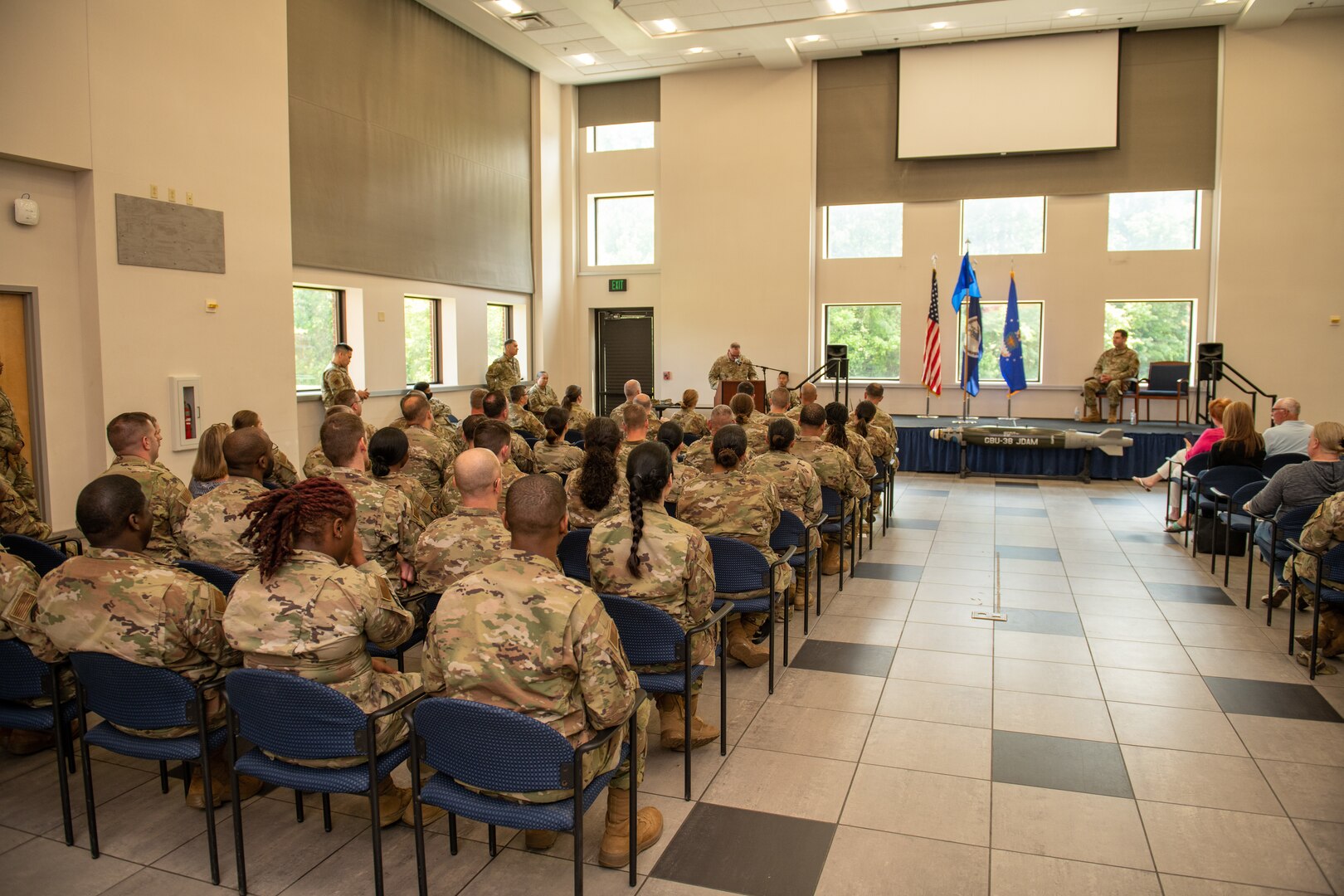 overview of Airmen sitting in audience