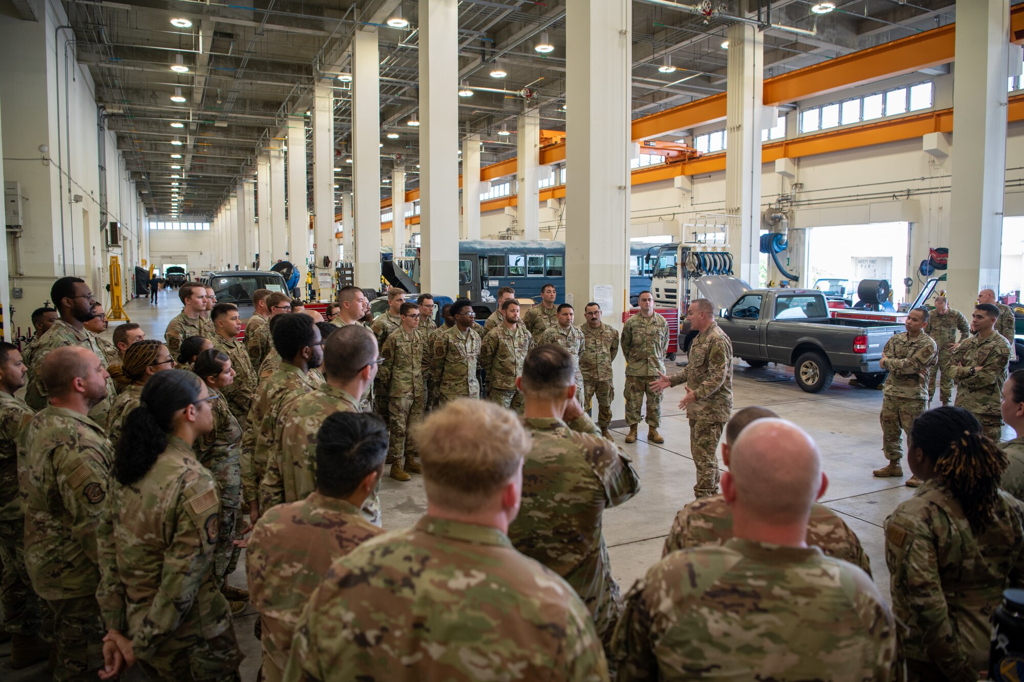 A group stands in a circle.