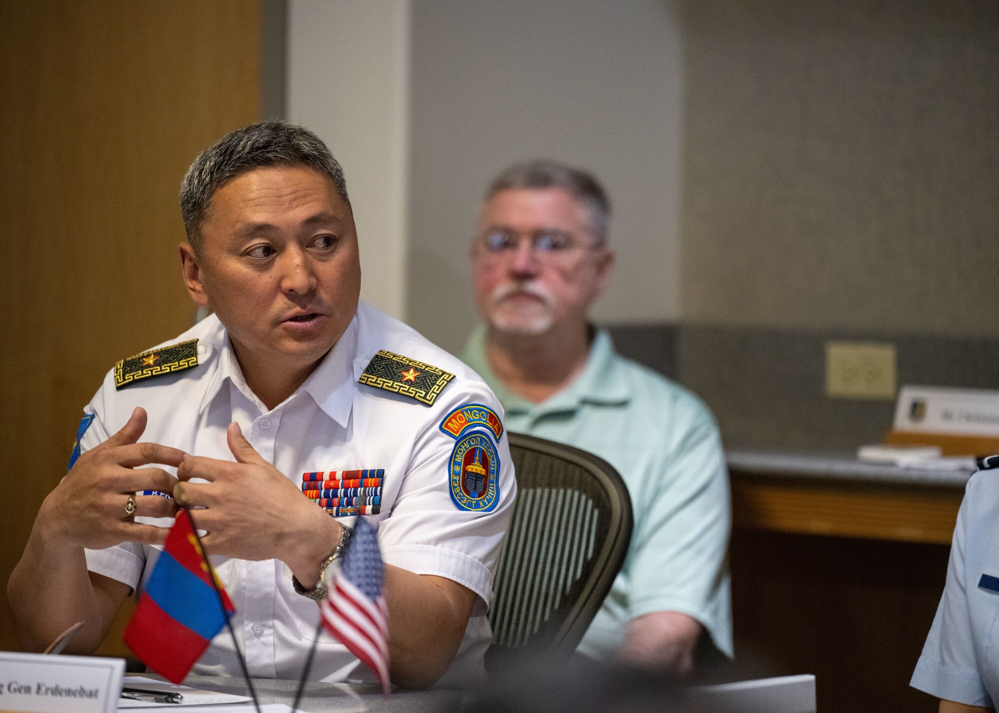 Photo of U.S. Air Force and Mongolian Armed Forces Air Force Command leaders attending events during an Airman-to-Airman Talk event.