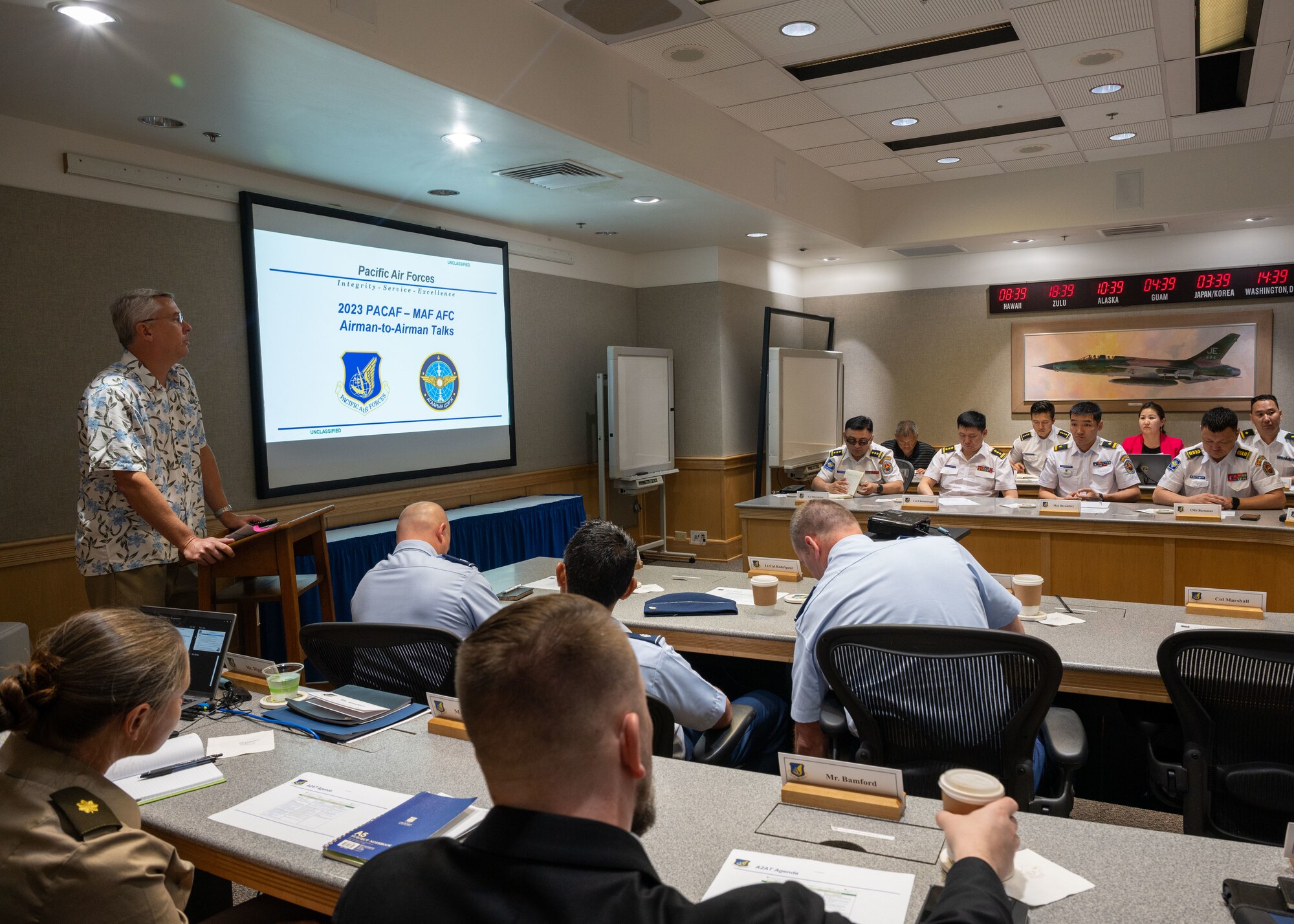 Photo of U.S. Air Force and Mongolian Armed Forces Air Force Command leaders attending events during an Airman-to-Airman Talk event.