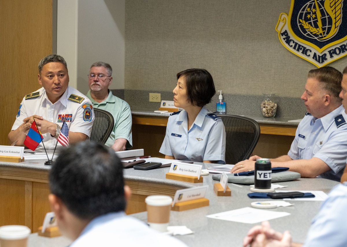 Photo of U.S. Air Force and Mongolian Armed Forces Air Force Command leaders attending events during an Airman-to-Airman Talk event.