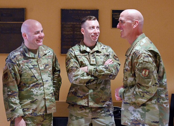 The command chief master sergeants from four of the six centers within AFMC met with Flosi at Tinker Air Force Base, Oklahoma, Feb. 23 to collaborate and learn more about AFSC and how its mission connects with their own.