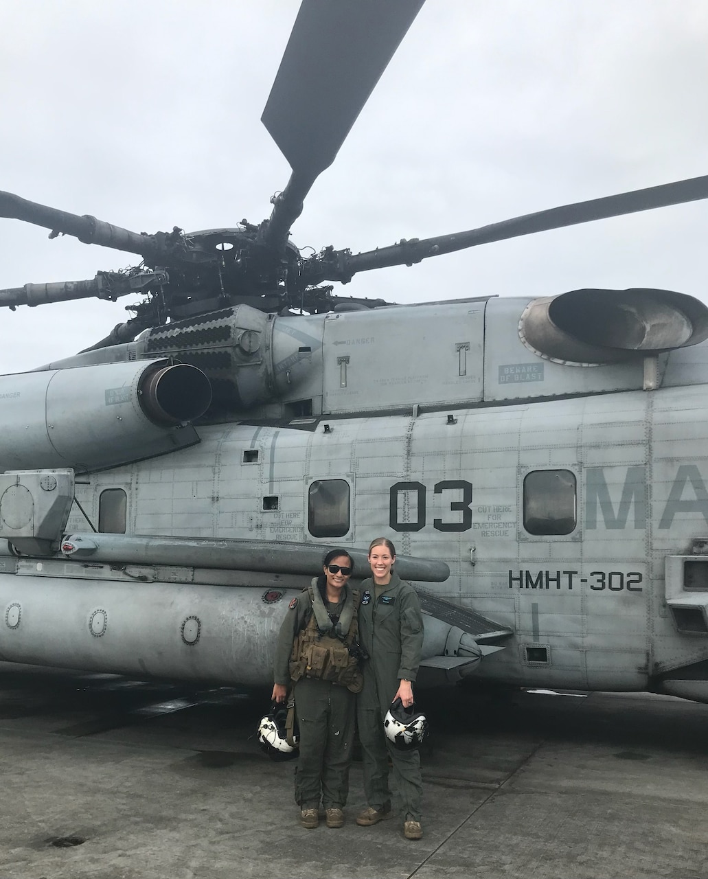 Capt. Anasitasia Ioane (left), and Capt. Rebecca “Princess” Schmidt pose for a photo.