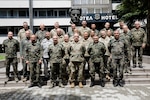 Members of the Tennessee National Guard and Joint Force Command of the Bulgarian Military pose for a photo June 14, 2023, outside Sofia, Bulgaria.