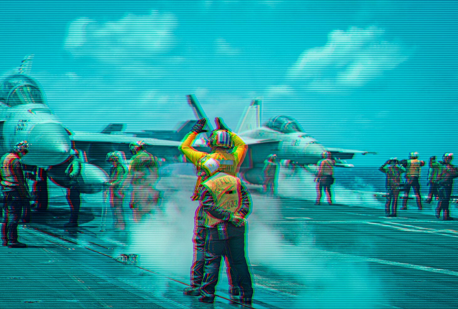 U.S. Navy Sailors prepare aircraft for flight operations on the flight deck of the aircraft carrier USS Nimitz (CVN 68). Nimitz is in U.S. 7th Fleet conducting routine operations. 7th Fleet is the U.S. Navy's largest forward-deployed numbered fleet, and routinely interacts and operates with allies and partners in preserving a free and open Indo-Pacific region.