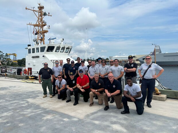 PANAMA CITY, Fla - Naval Support Activity Panama City Fire and Emergency Services conduct shipboard training with instructors from Alabama Fire College.