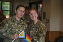 Team Minot Airmen participate in a 2023 Pride Month panel at Minot Air Force Base, North Dakota, June 14, 2023. Pride month is held to commemorate the LGBTQI+ community. (U.S. Air Force Photo by Airman 1st Class Trust Tate)