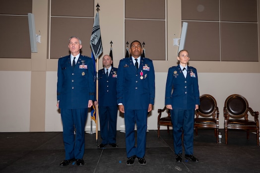  Leaders standing on stage