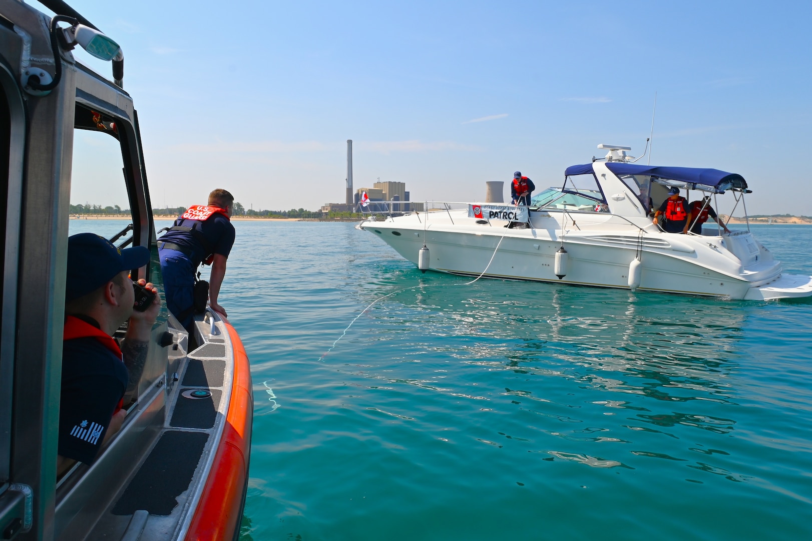25 auxiliarists from Wisconsin, Illinois, Indiana, and Michigan, and active-duty members from Station Michigan City recently conducted three search and rescue drills and studied operations policy over two days.