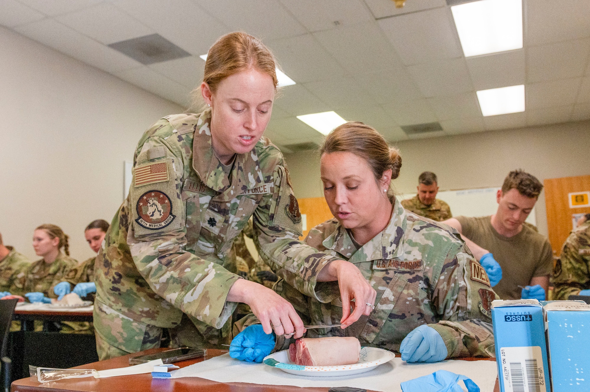 167th Medical Group Airmen participate in medical services training as part of an extended unit training assembly at Shepherd Field, Martinsburg, West Virginia, June 9, 2023.
