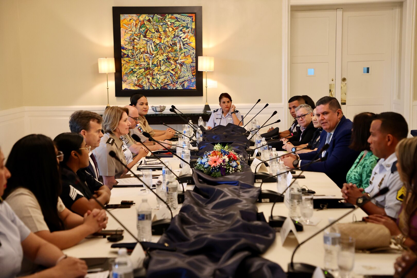 PANAMA (June 14, 2023) -- The commander of U.S. Southern Command, U.S. Army Gen. Laura Richardson joins Panamanian Minister of Public Security Juan Pino, senior leaders, and Panamanian security personnel to discuss Women, Peace, and Security integration and the professionalization of security forces during a roundtable June. 14.