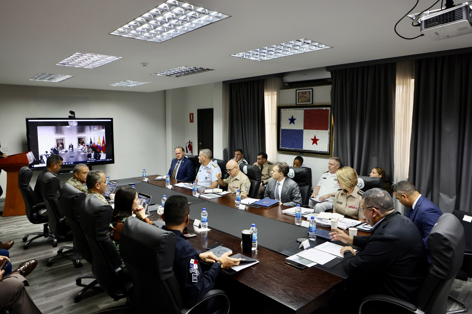 PANAMA (June 15, 2023) -- The commander of U.S. Southern Command, U.S. Army Gen. Laura Richardson, takes part in a trilateral meeting with Panamanian Minister of Public Security Juan Pino, and Colombian Minister of Defense Iván Velásquez to discuss joint efforts to address the humanitarian crisis in Darién.