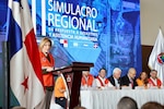 PANAMA (June 16, 2023) -- The commander of U.S. Southern Command, U.S. Army Gen. Laura Richardson addresses attendees at the closing ceremony of the Centro de Coordinación para la Prevención de los Desastres en Centroamérica y República Dominicana (CEPREDENAC)-led humanitarian and disaster relief exercise. Richardson visited the country June 14-16. (Photo courtesy U.S. Embassy Panama)